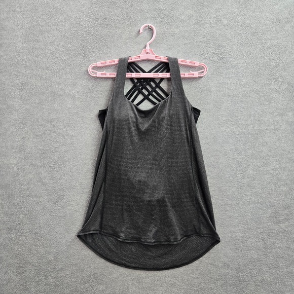Lululemon Women Activewear Tank Top 6 Gray Wild Built in Bra 4 Way Stretch - Picture 1 of 9